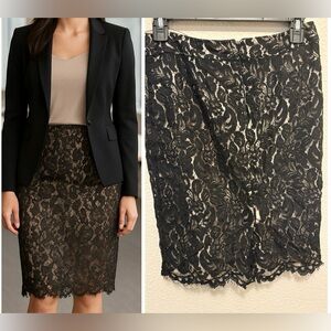 White House Black Market Black Lace Pencil office sexy Skirt